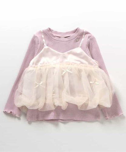 氣球紗拼接吊帶T恤