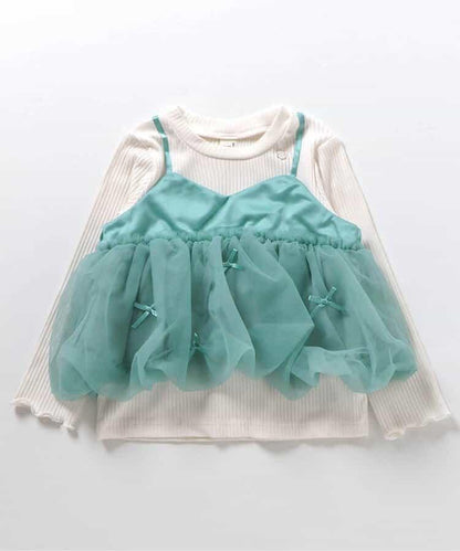 氣球紗拼接吊帶T恤