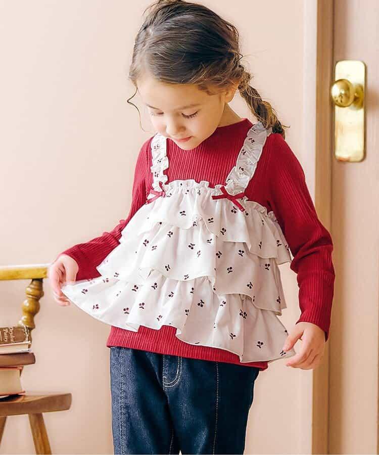 櫻桃愛心圖案層疊上衣