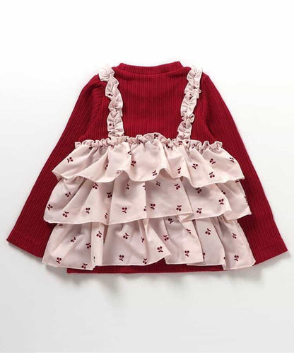 櫻桃愛心圖案層疊上衣