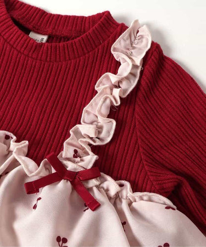 櫻桃愛心圖案層疊上衣