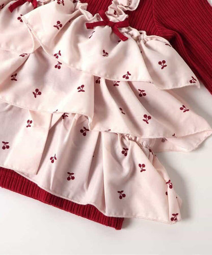 櫻桃愛心圖案層疊上衣