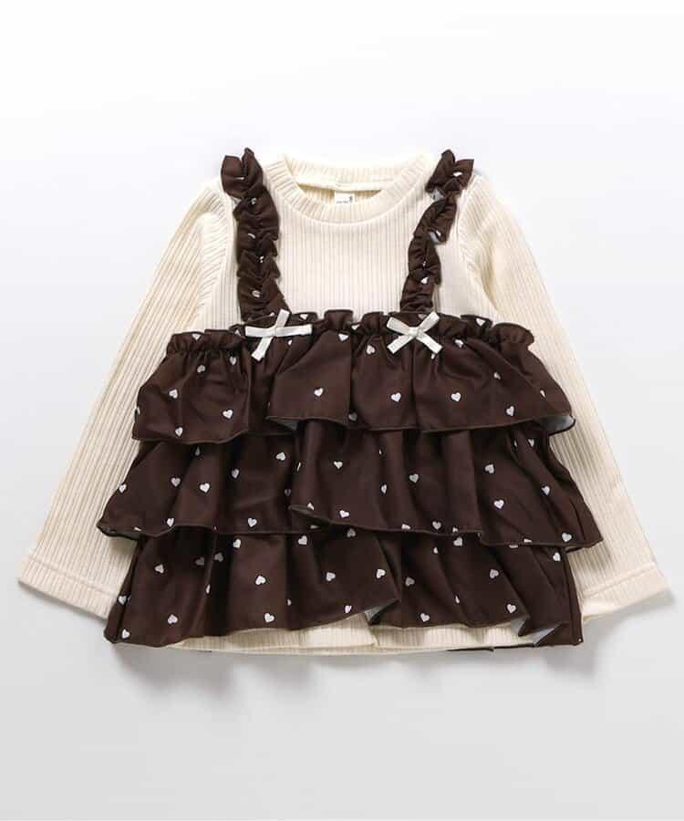 櫻桃愛心圖案層疊上衣