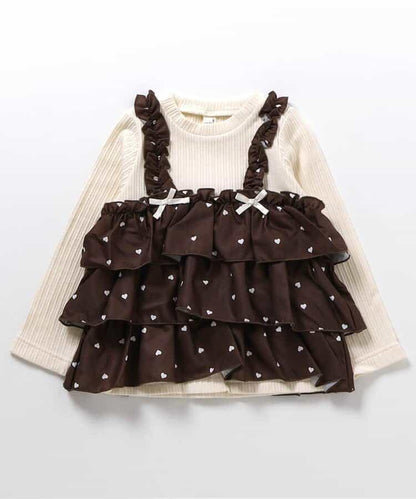 櫻桃愛心圖案層疊上衣