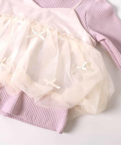 氣球紗拼接吊帶T恤