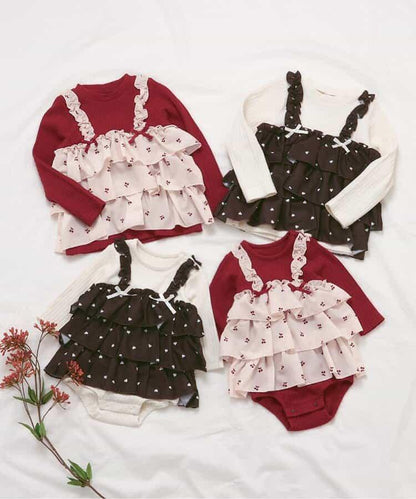 櫻桃愛心圖案層疊上衣