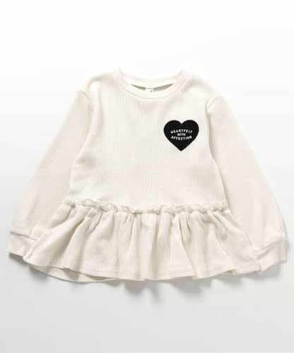 華夫格荷葉邊愛心圖案T恤