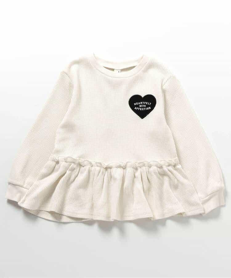 華夫格荷葉邊愛心圖案T恤