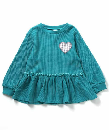 華夫格荷葉邊愛心圖案T恤