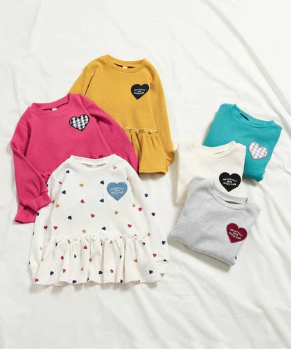 華夫格荷葉邊愛心圖案T恤