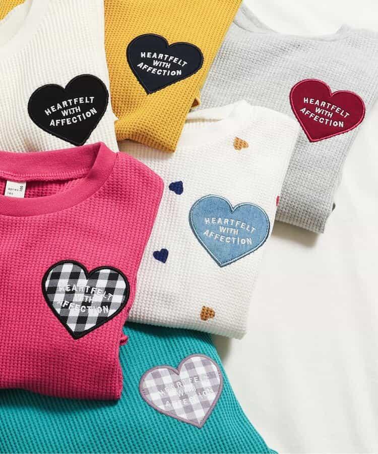 華夫格荷葉邊愛心圖案T恤