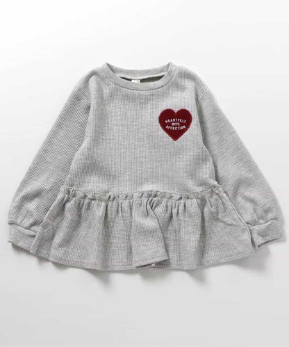 華夫格荷葉邊愛心圖案T恤