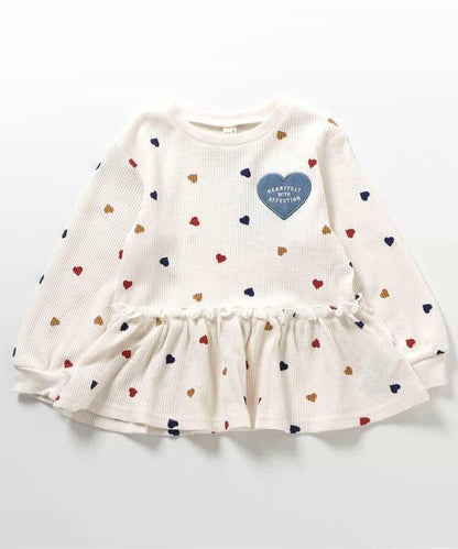 華夫格荷葉邊愛心圖案T恤