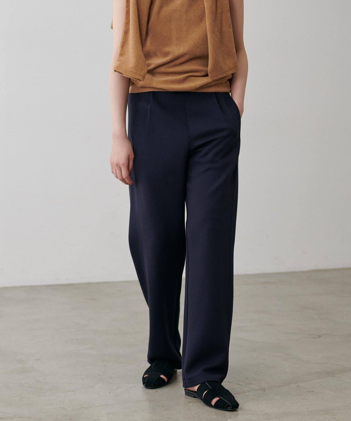 拼接曲線針織長褲