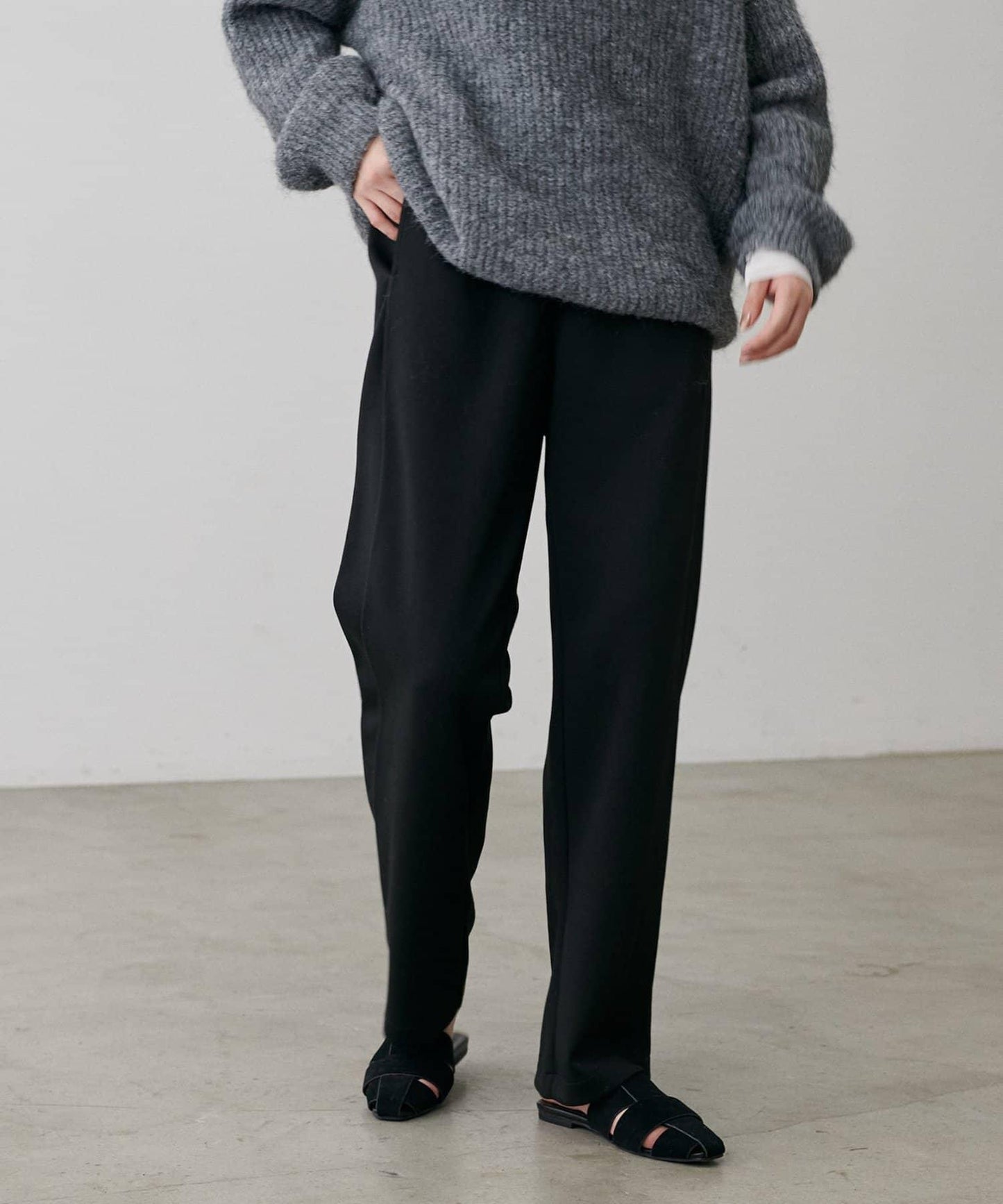 拼接曲線針織長褲