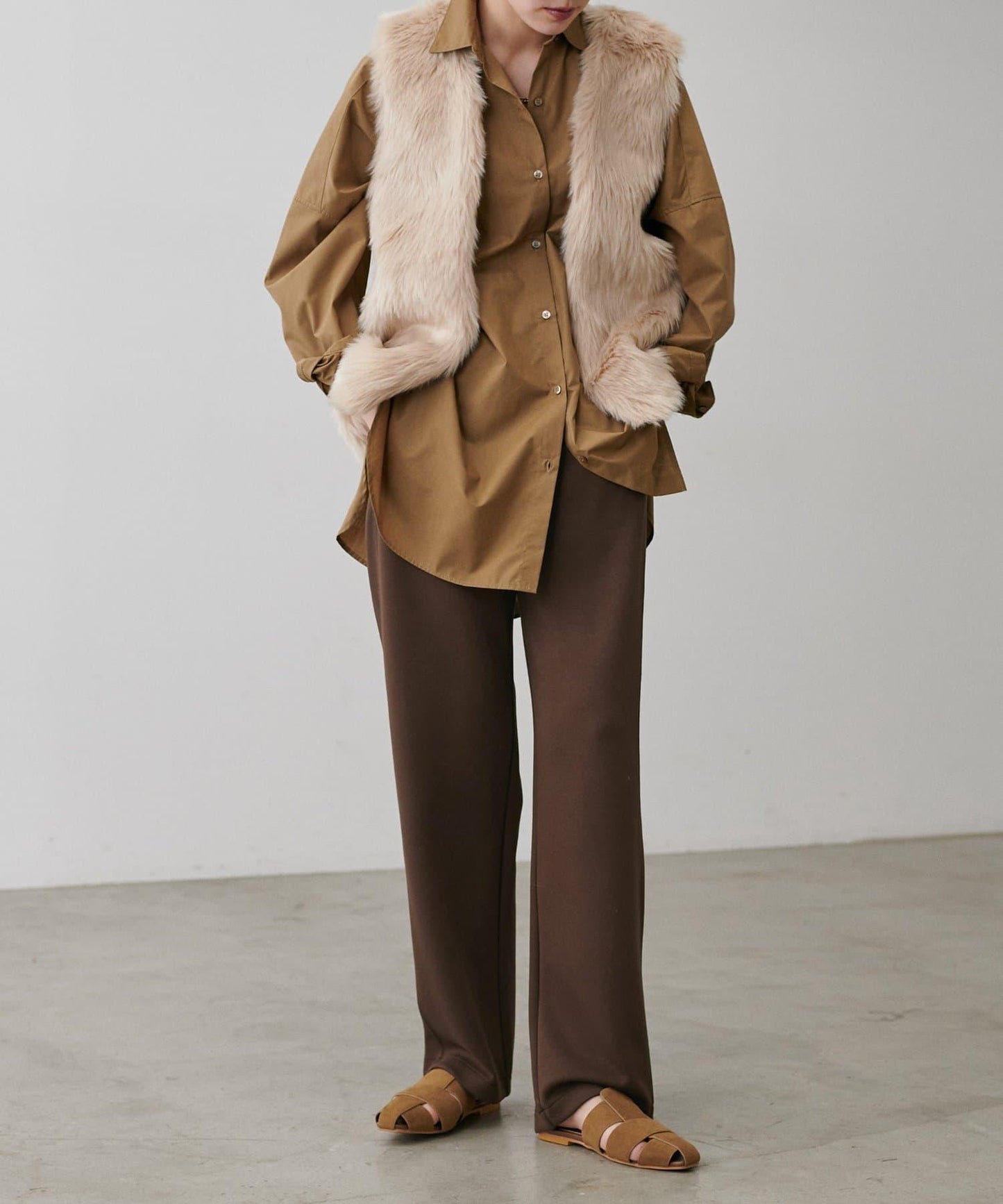 拼接曲線針織長褲