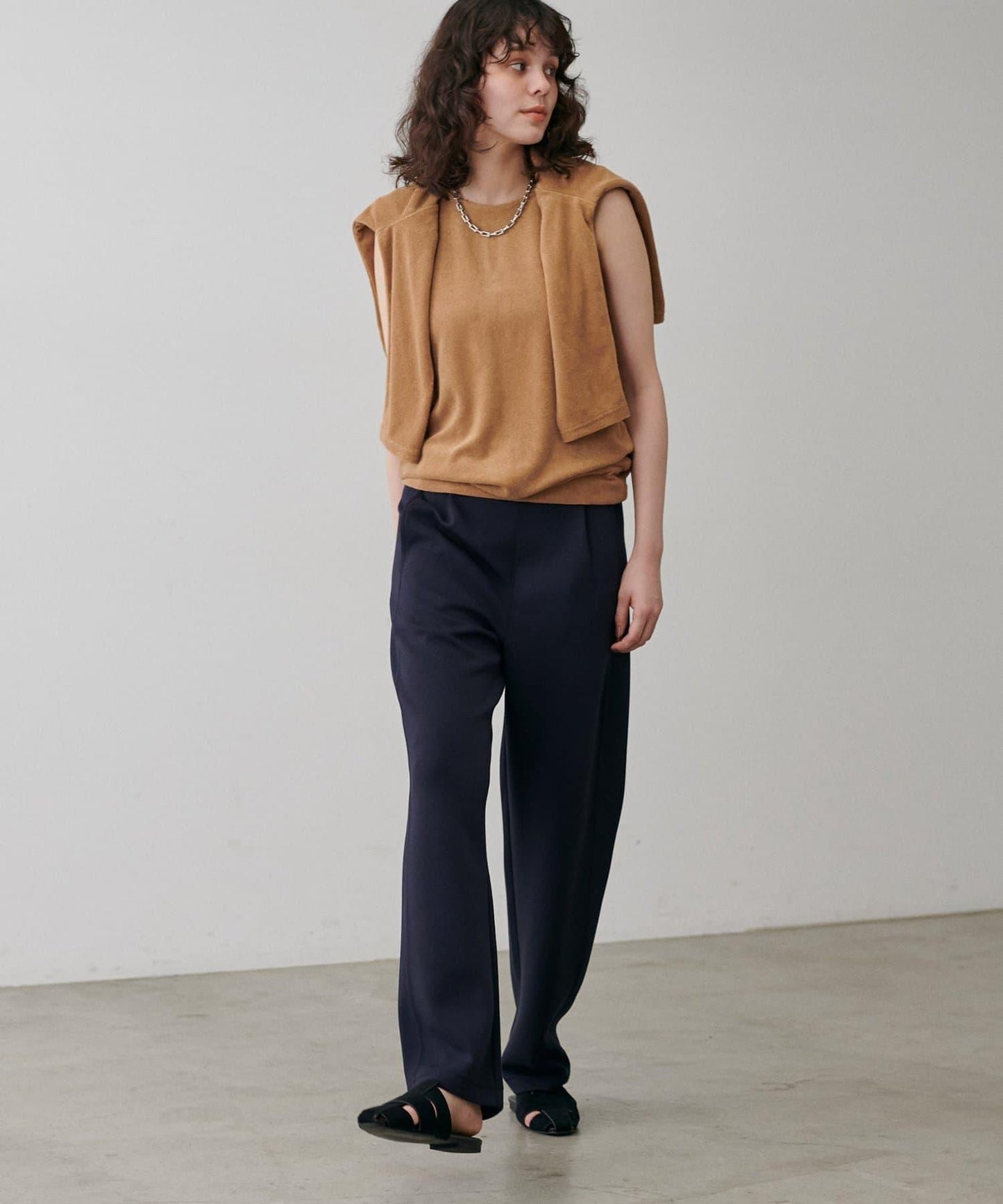 拼接曲線針織長褲