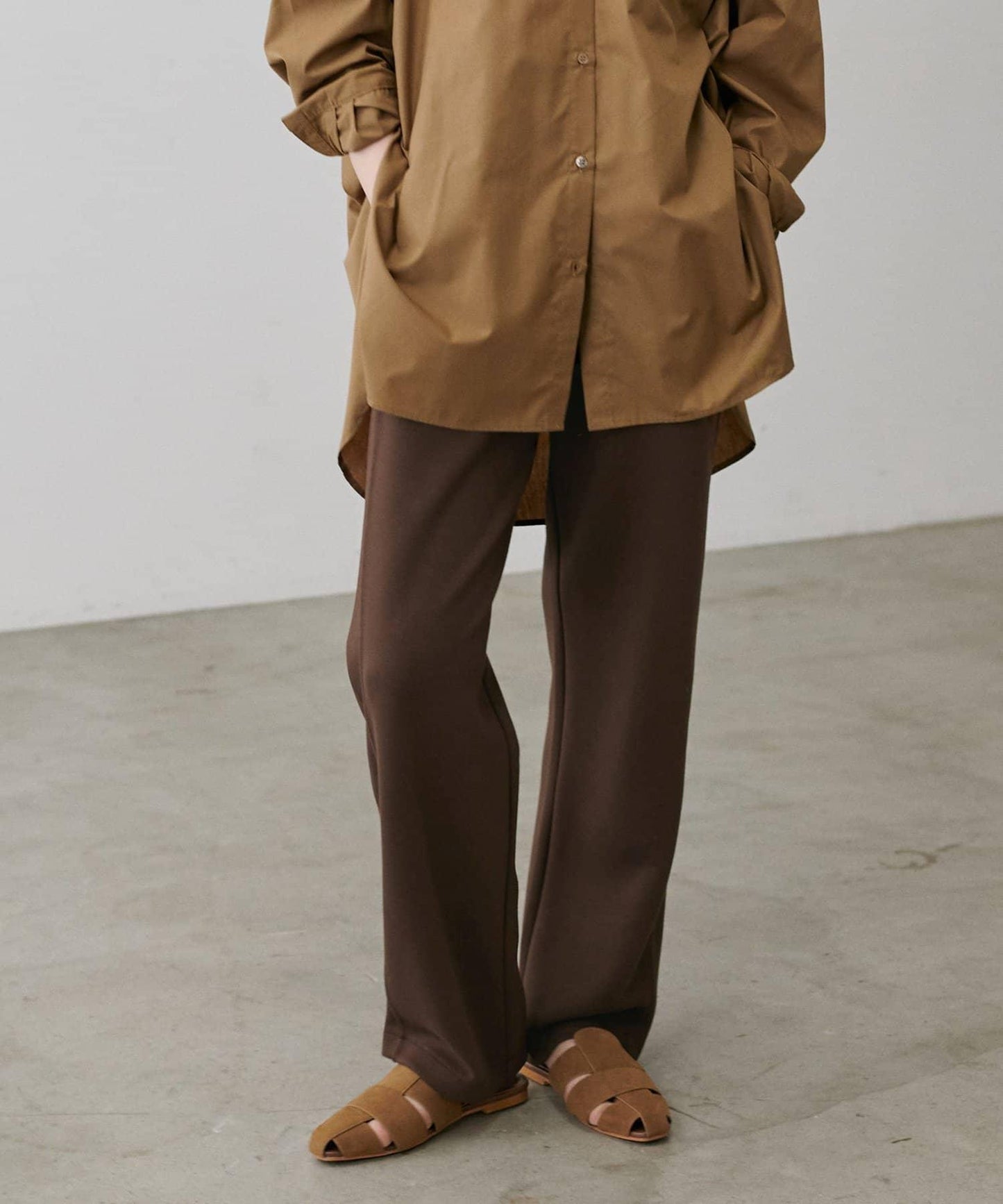 拼接曲線針織長褲