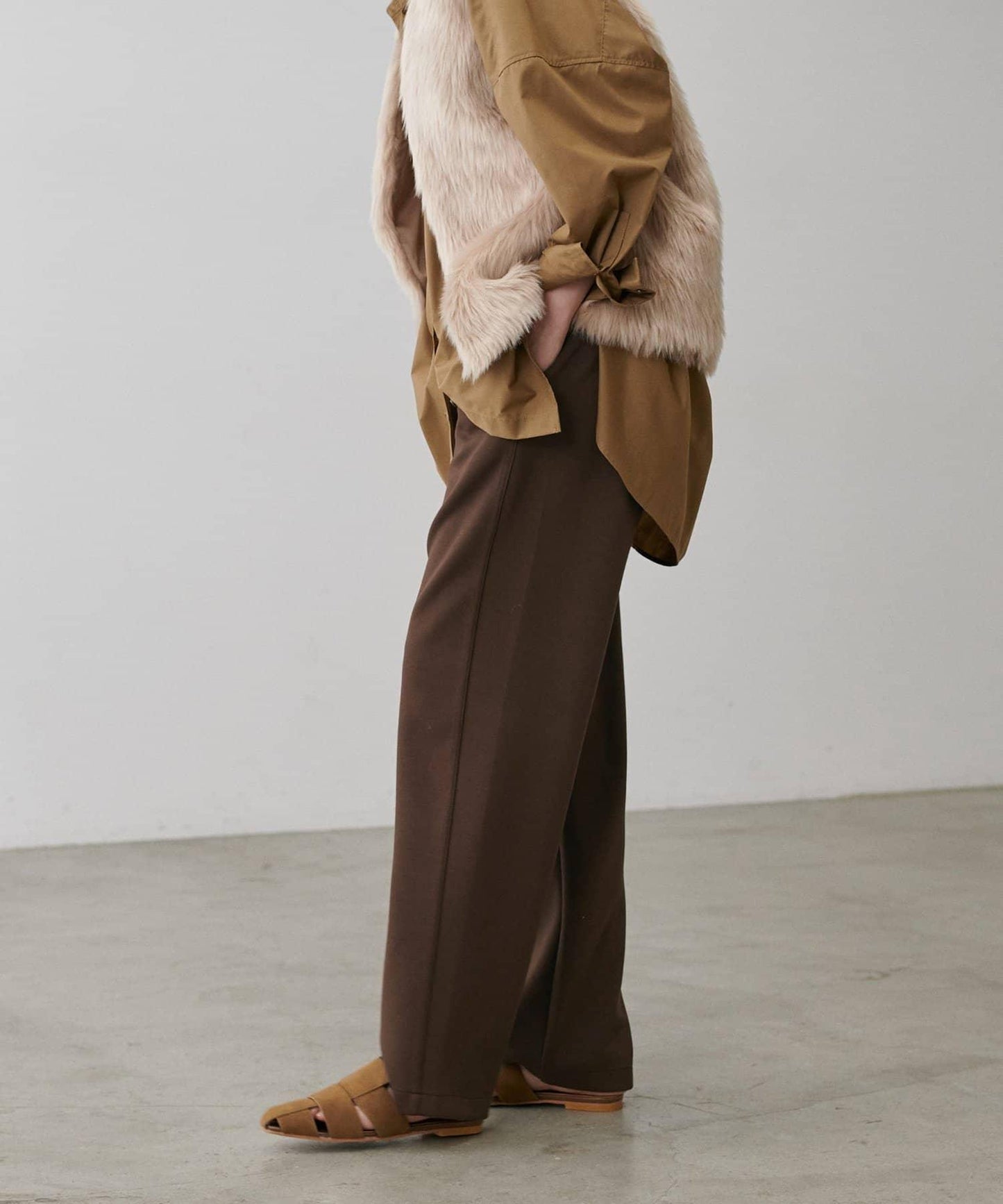 拼接曲線針織長褲