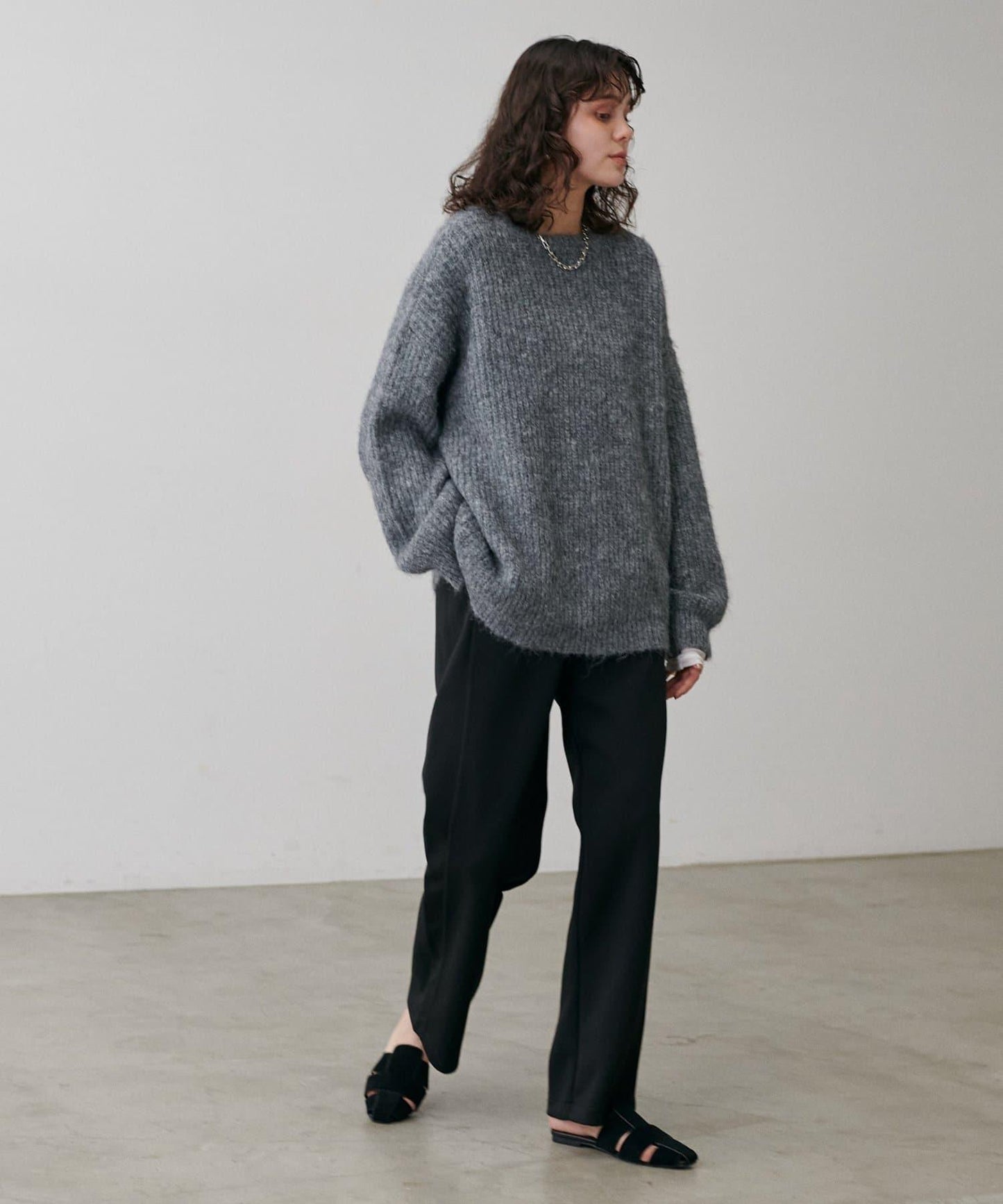 拼接曲線針織長褲