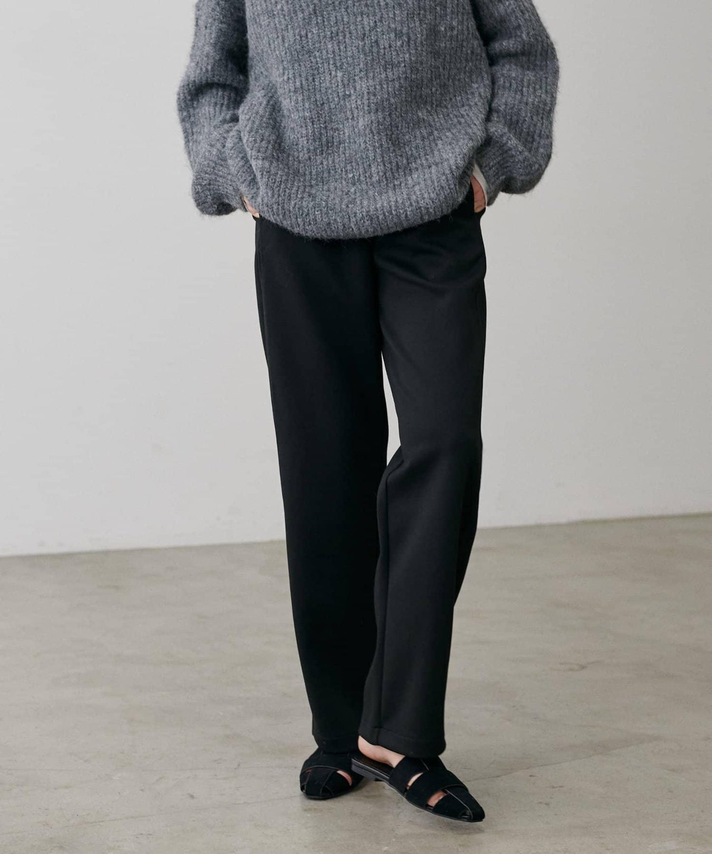 拼接曲線針織長褲