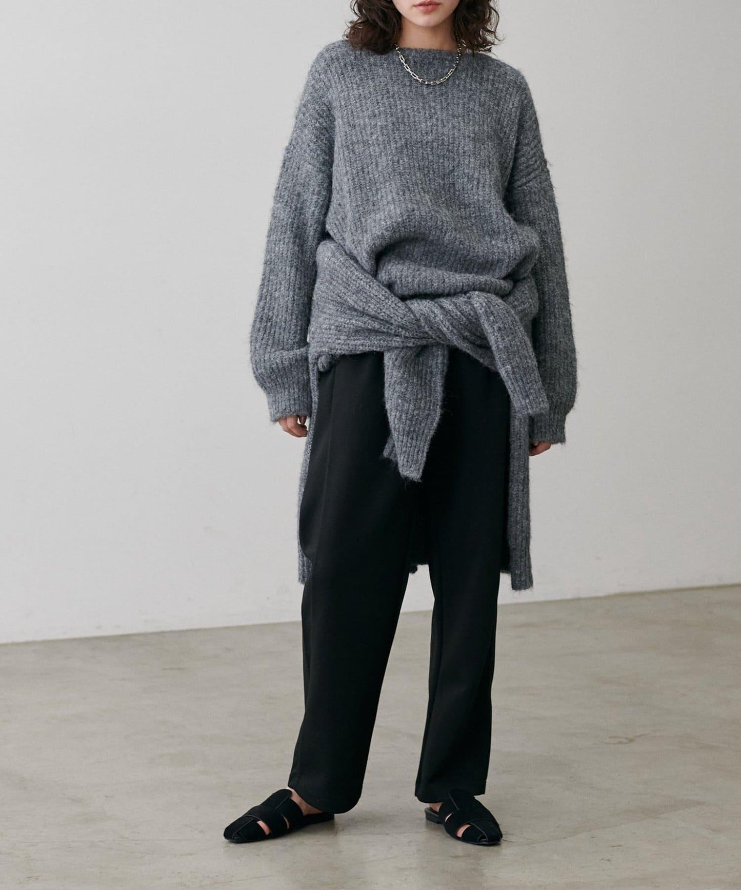 拼接曲線針織長褲