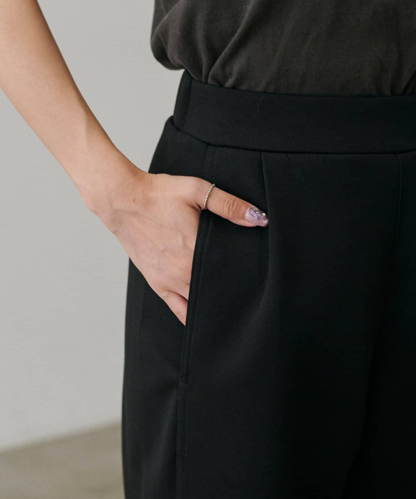 拼接曲線針織長褲