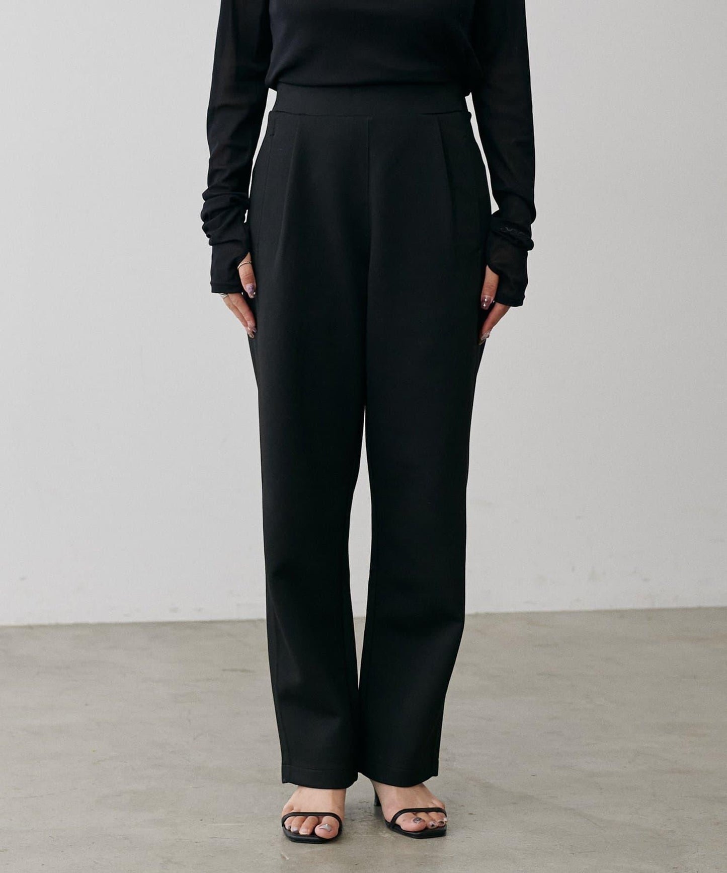 拼接曲線針織長褲