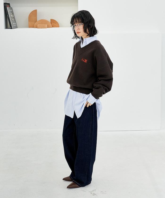 特別款V領套頭衫/衛衣風針織衫