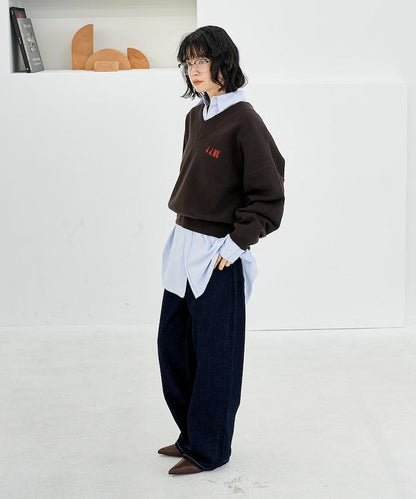 特別款V領套頭衫/衛衣風針織衫