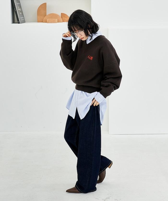 特別款V領套頭衫/衛衣風針織衫