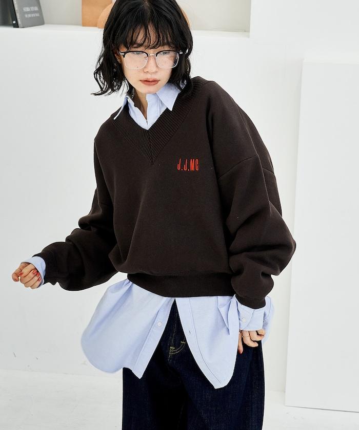 特別款V領套頭衫/衛衣風針織衫