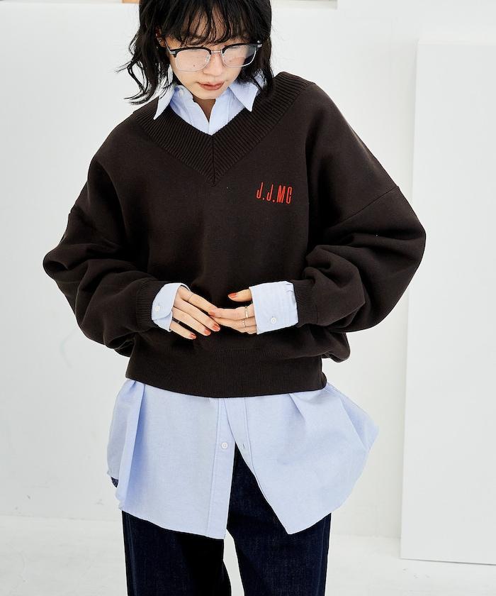 特別款V領套頭衫/衛衣風針織衫