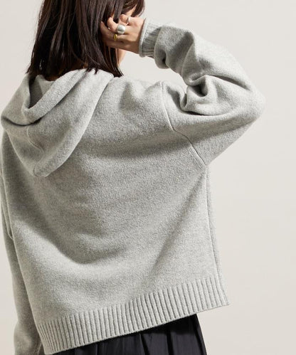 帶口袋針織連帽衫