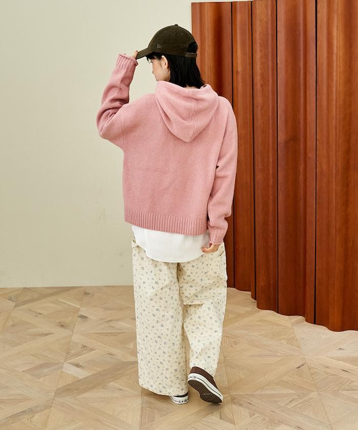 帶口袋針織連帽衫