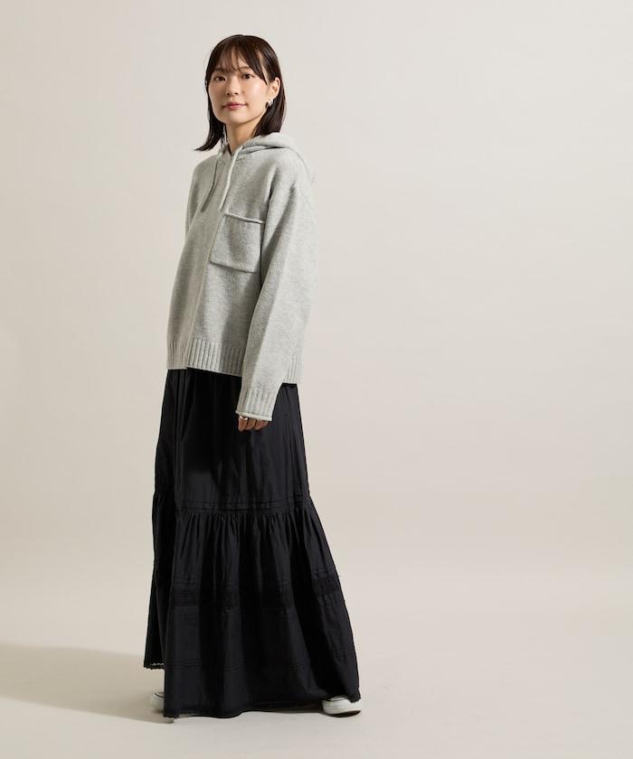 帶口袋針織連帽衫
