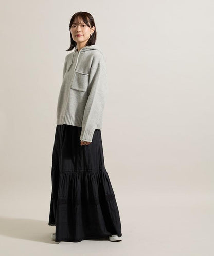 帶口袋針織連帽衫