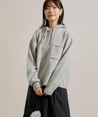 帶口袋針織連帽衫