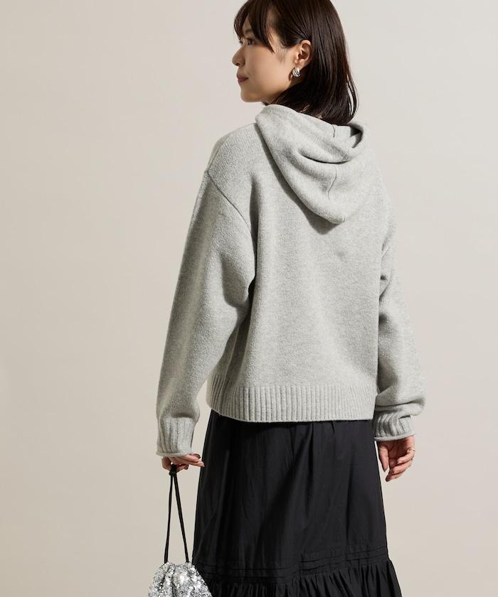 帶口袋針織連帽衫