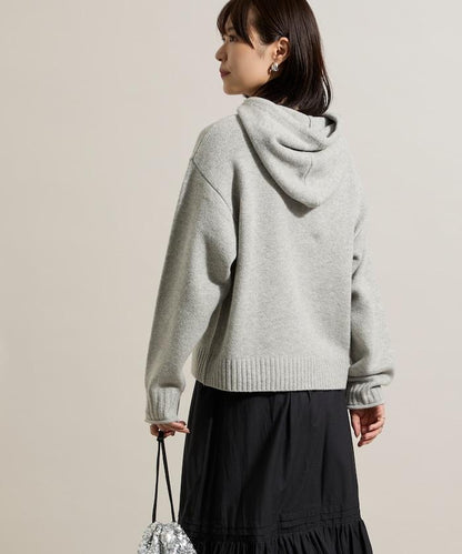 帶口袋針織連帽衫