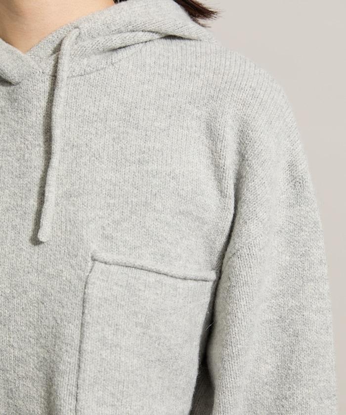 帶口袋針織連帽衫