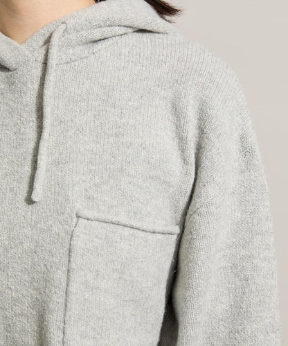 帶口袋針織連帽衫