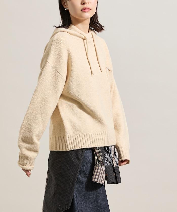 帶口袋針織連帽衫