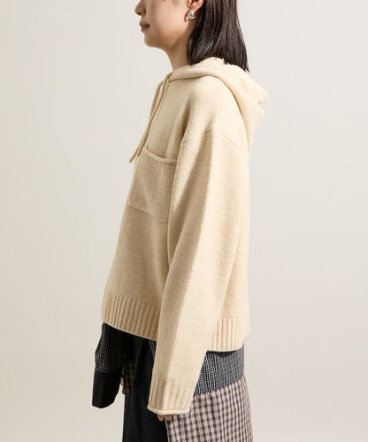 帶口袋針織連帽衫