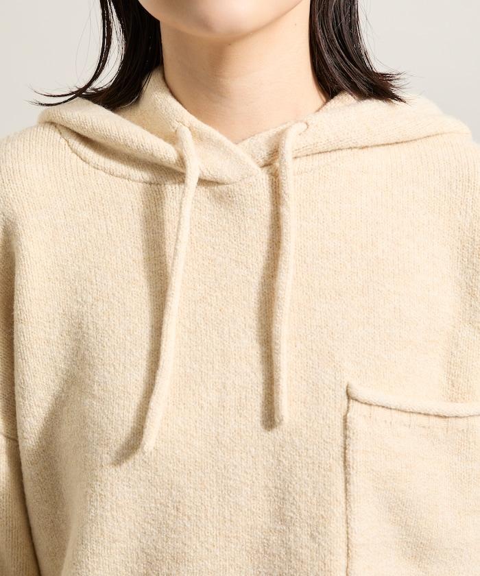 帶口袋針織連帽衫