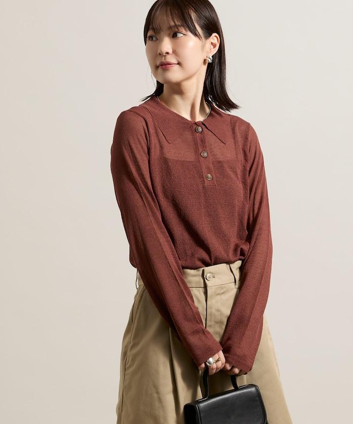 輕薄修身長袖翻領針織衫