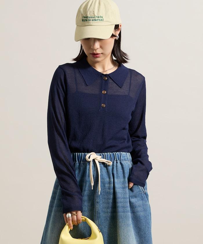 輕薄修身長袖翻領針織衫