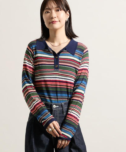 輕薄修身長袖翻領針織衫