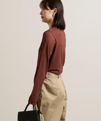 輕薄修身長袖翻領針織衫