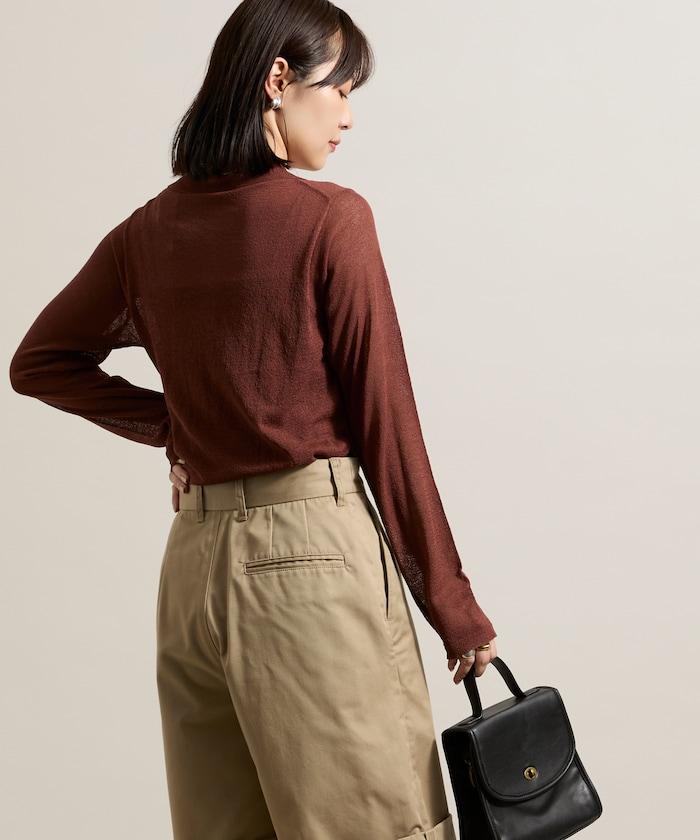 輕薄修身長袖翻領針織衫